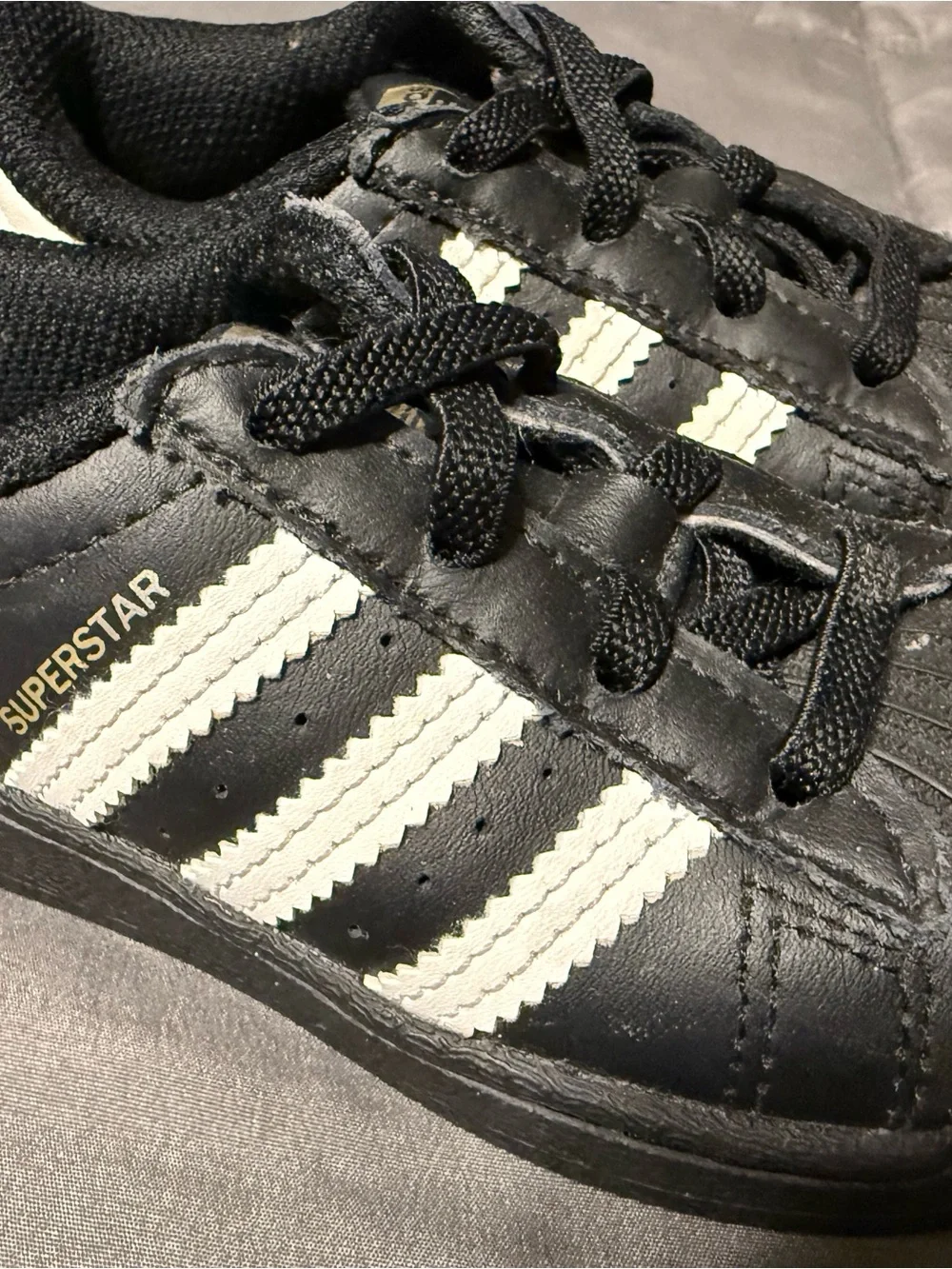 adidas Kids Superstar Black with White Stripes Sneakers